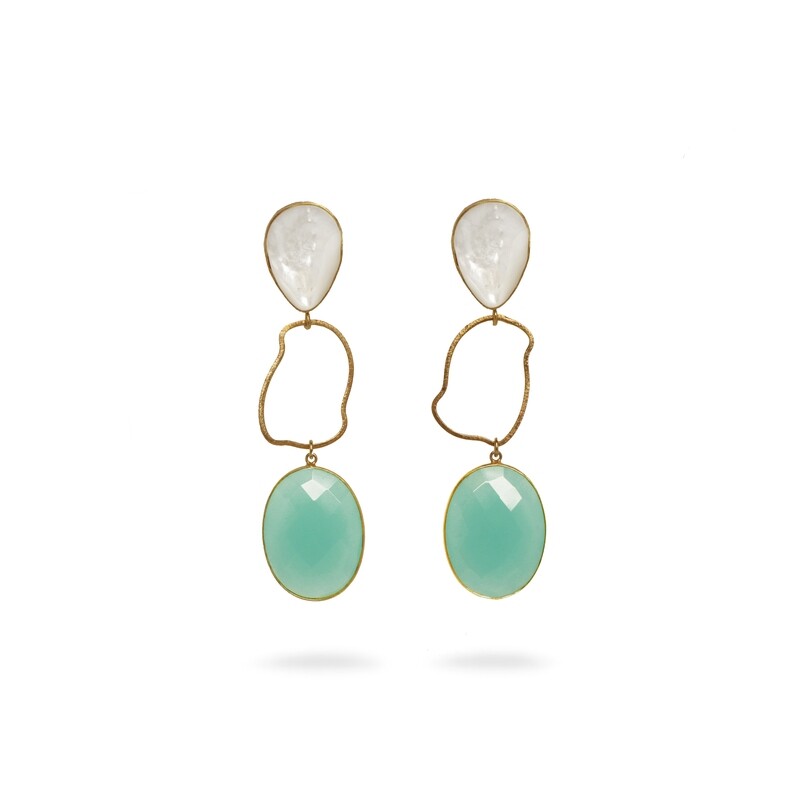 LILI in Mother of Pearl and green Agate gemstones