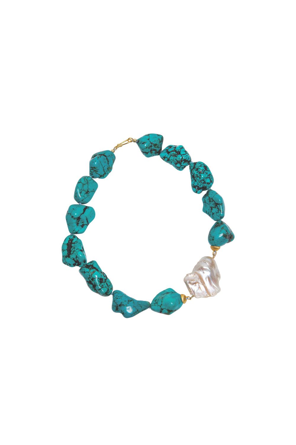 BLUE SUNSET necklace in Turquoise and Baroque Pearls gemstones