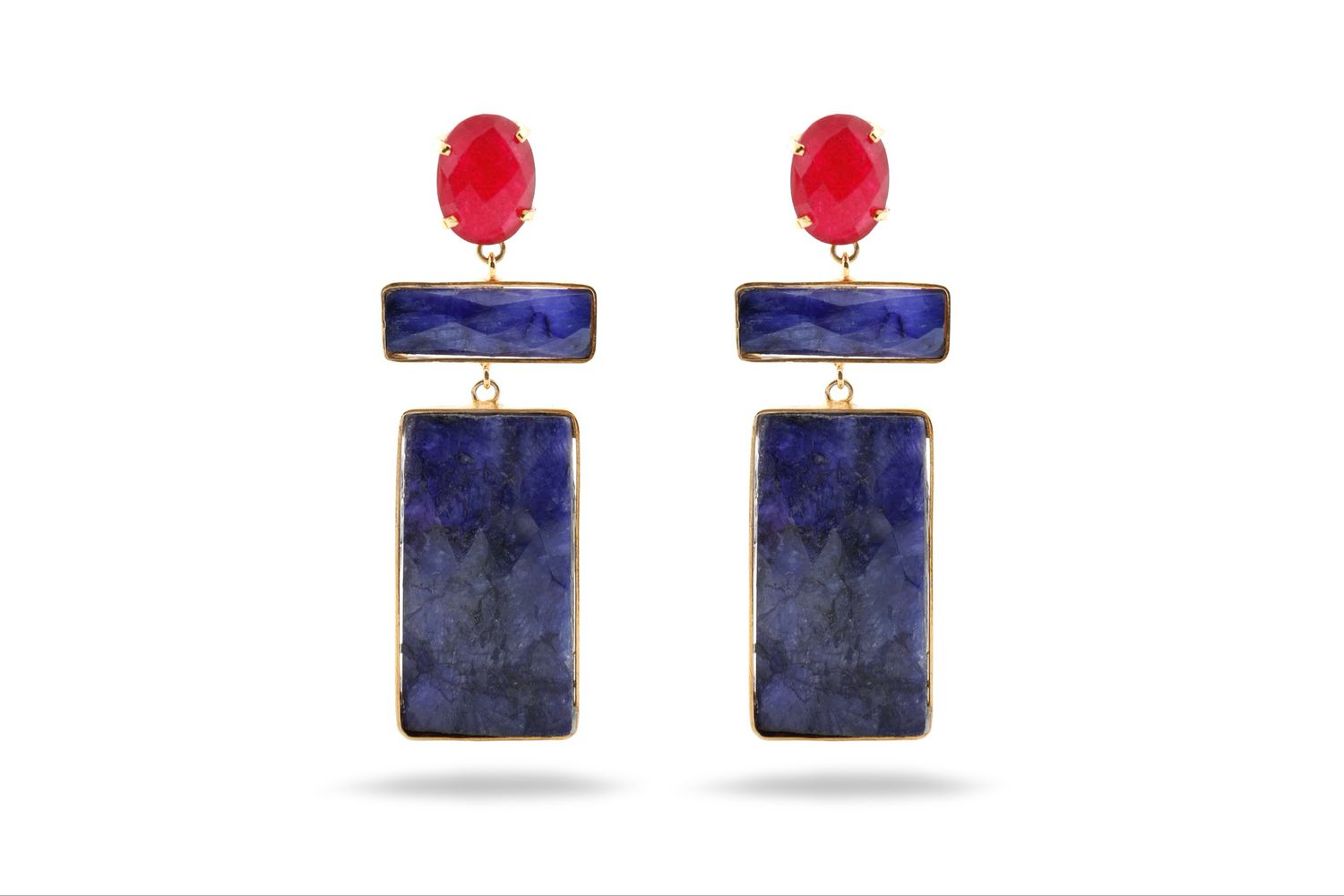 ROME Earrings In Lapis Lazuli And Red Agate
