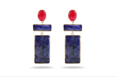 ROME Earrings In Lapis Lazuli And Red Agate