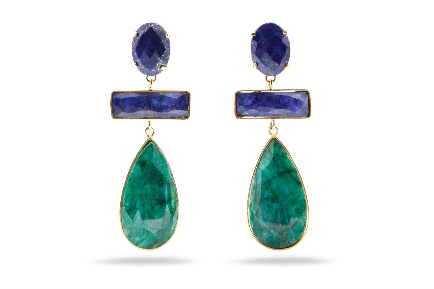 ROME Earrings In Lapis Lazuli And Green Agate