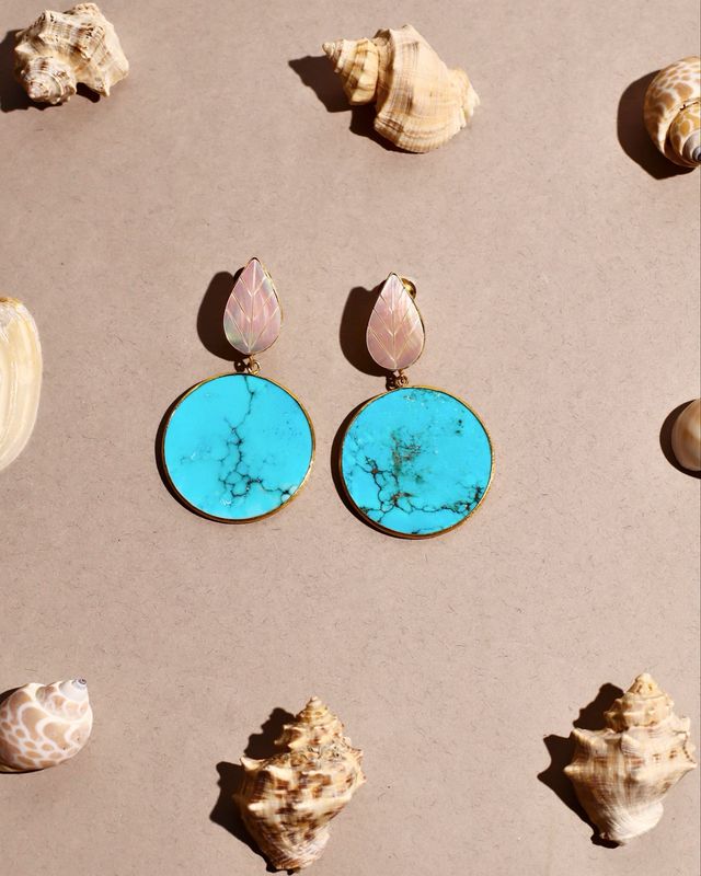 MARINA Earrings In Turquoise And Mother Of Pearls