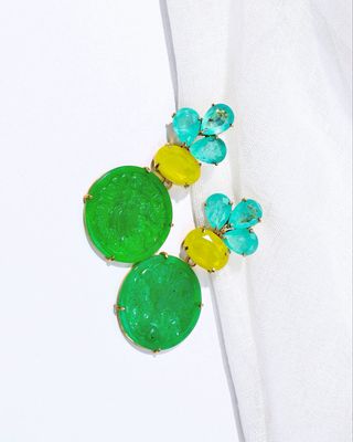 Green LOTUS In Agate And Lab grown Paraiba