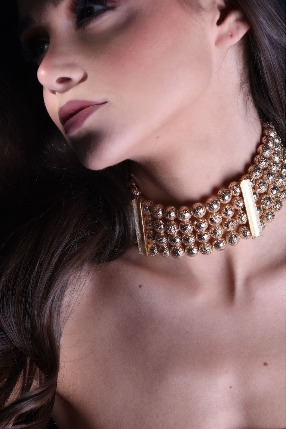ICON Choker In Goldplated Lava Gemstones