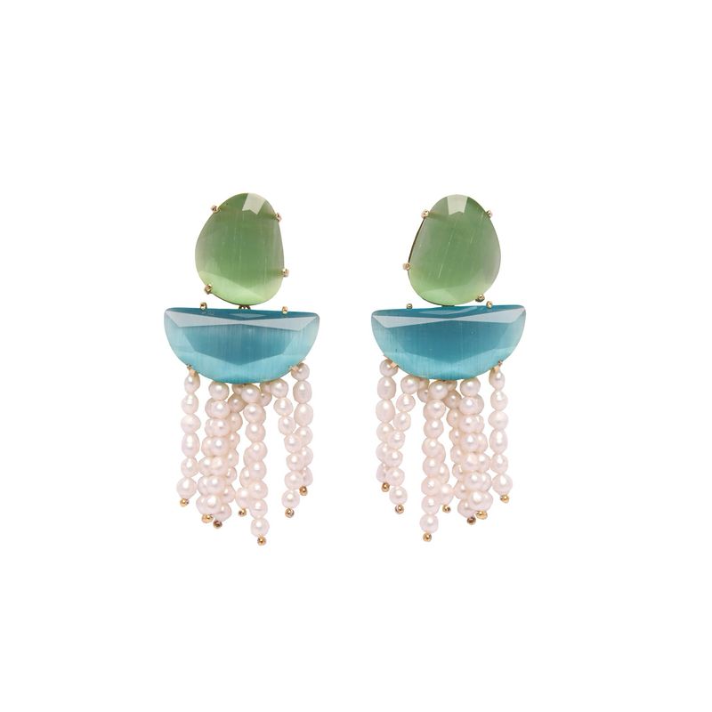 AYLA With Cats Eye Stone And Natural Pearls