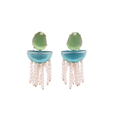 AYLA With Cats Eye Stone And Natural Pearls