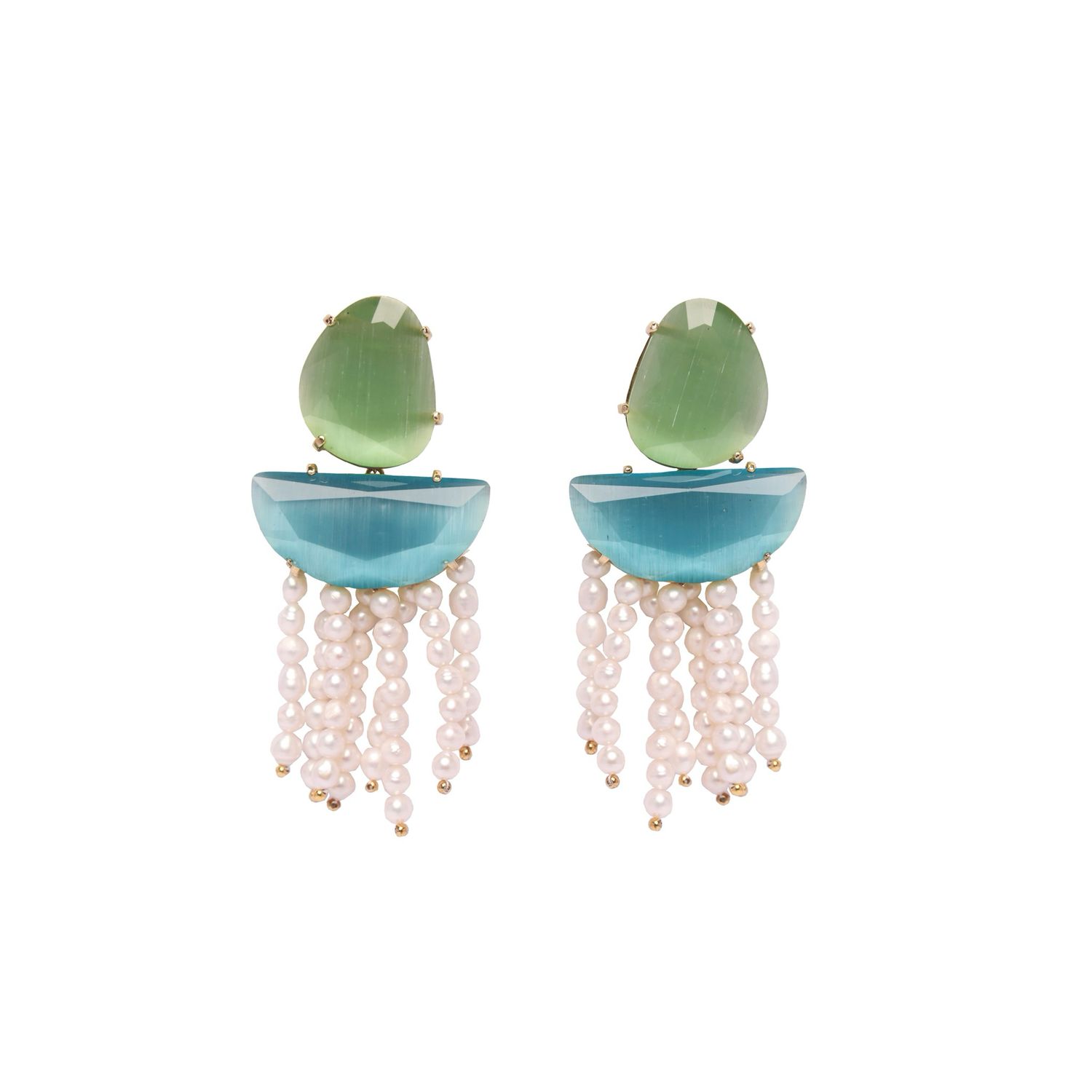 AYLA With Cats Eye Stone And Natural Pearls