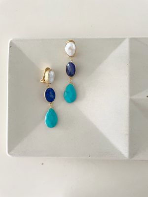 Mini SKY In Pearls, Turquoise And Lapis Lazuli