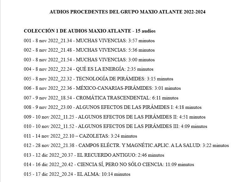COLECCIÓN 1 DE AUDIOS MAXIO ATLANTE