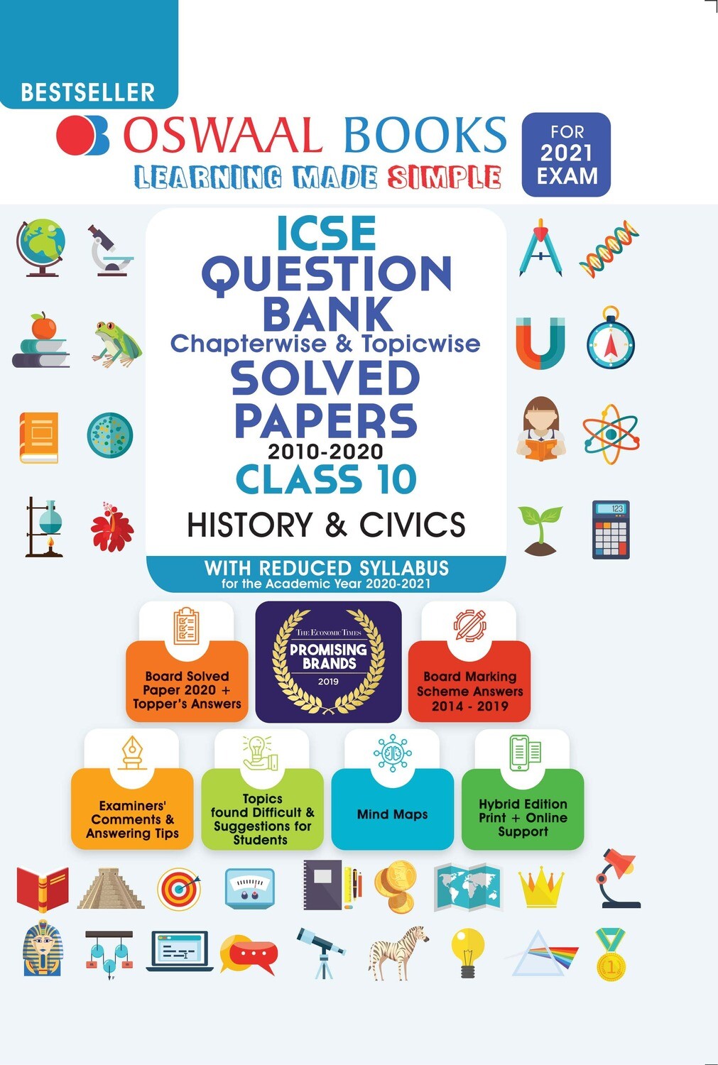 Buy e-book: Oswaal ICSE Question Bank Chapterwise & Topicwise Solved Papers, History & Civics, Class 10 (Reduced