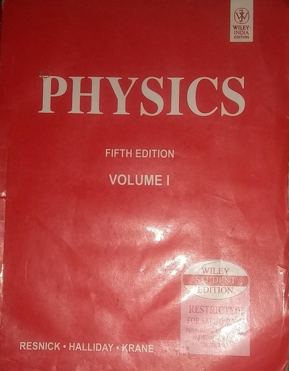 Physics, Vol 1, 5ed by Resnick, Halliday