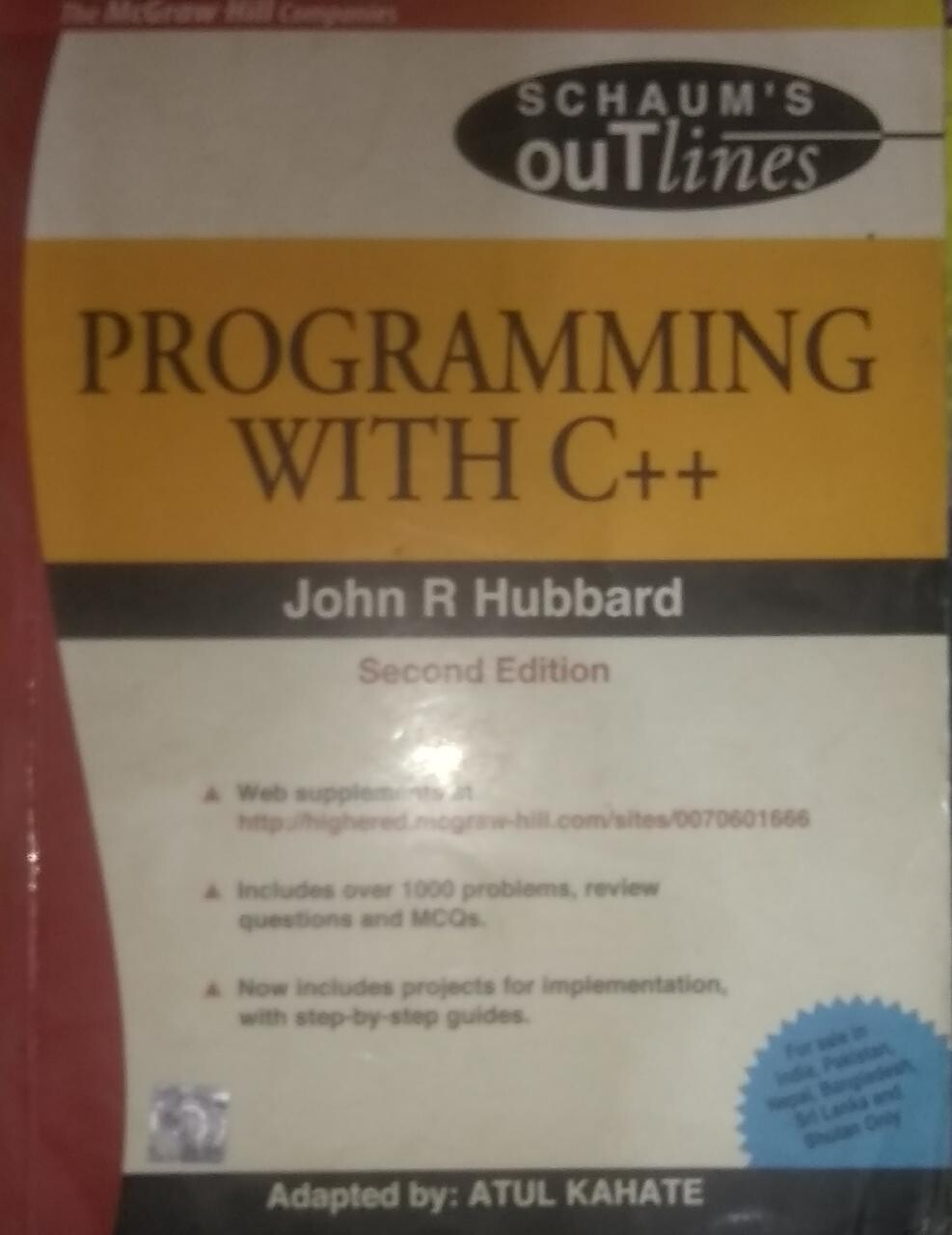 Programming With C++ (Special Indian Edition) (Schaum S Outline Series ) by John R. Hubbard