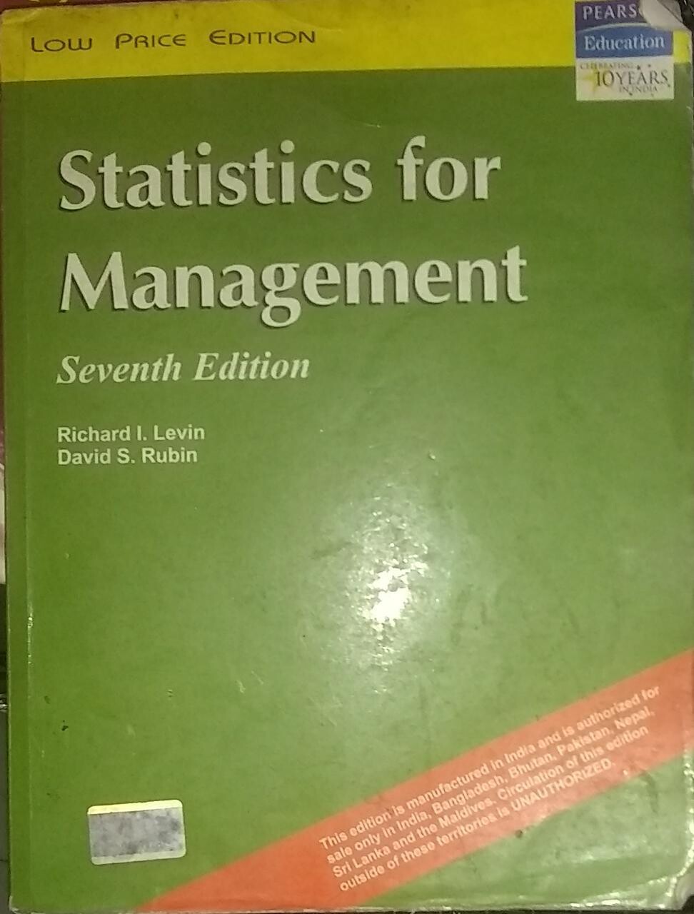 Statistics for Management (Old Edition) by Richard Levin and David Rubin