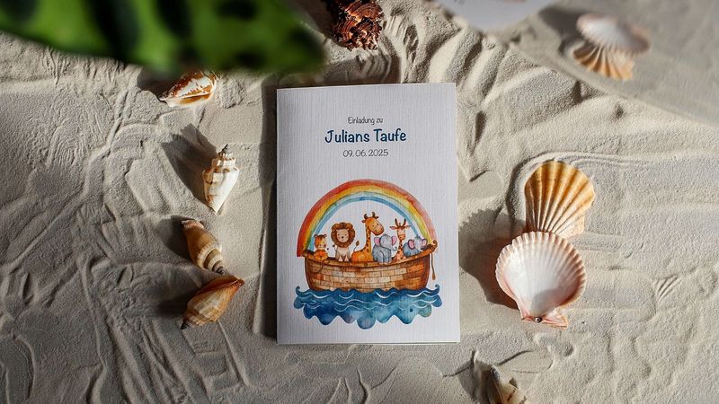 Taufeinladung Klappkarte personalisiert – Taufkarte Mädchen oder Junge – Einladungskarte Taufe gedruckt – individuelle Karte