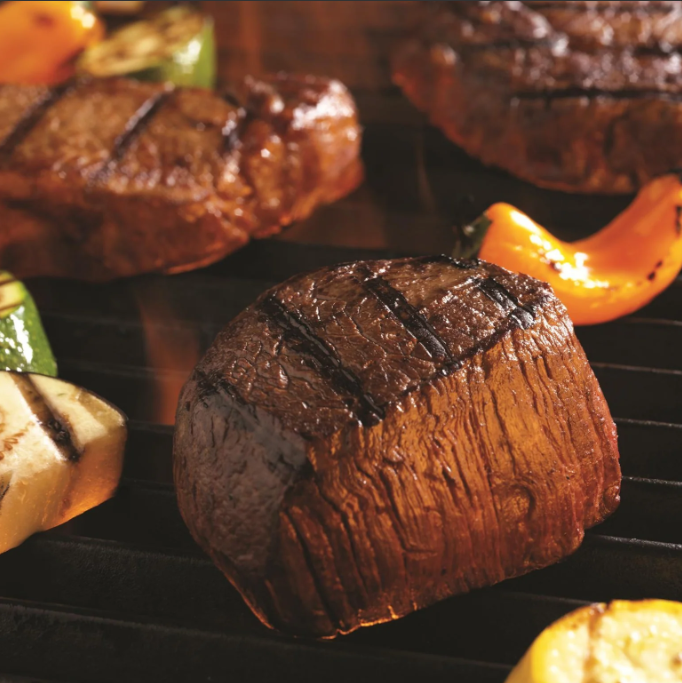 Certified Angus Beef Top Sirloin Baseball Steaks 8oz filets, 10 per box.