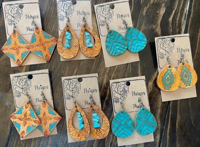 Leather Tooled earrings