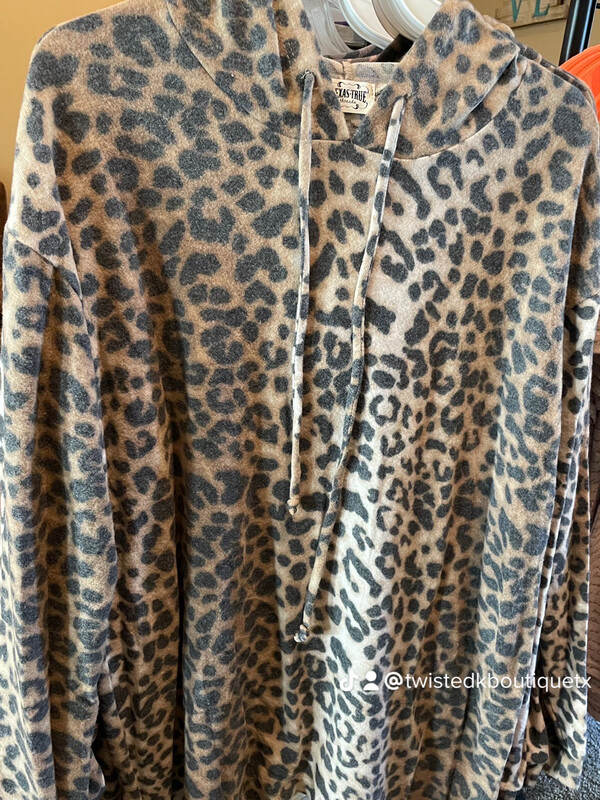Tan Leopard Fleece Hoodie