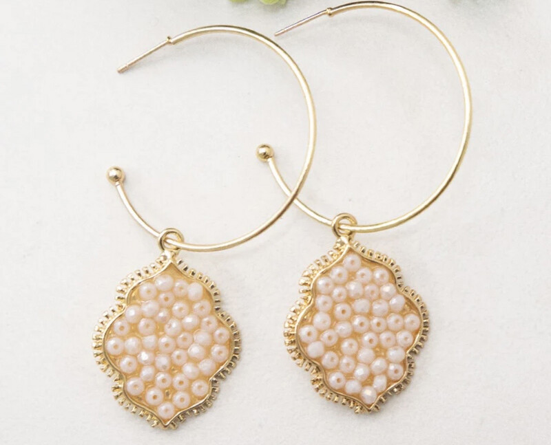 Bring a Gem In your life Hoop Earrings, White