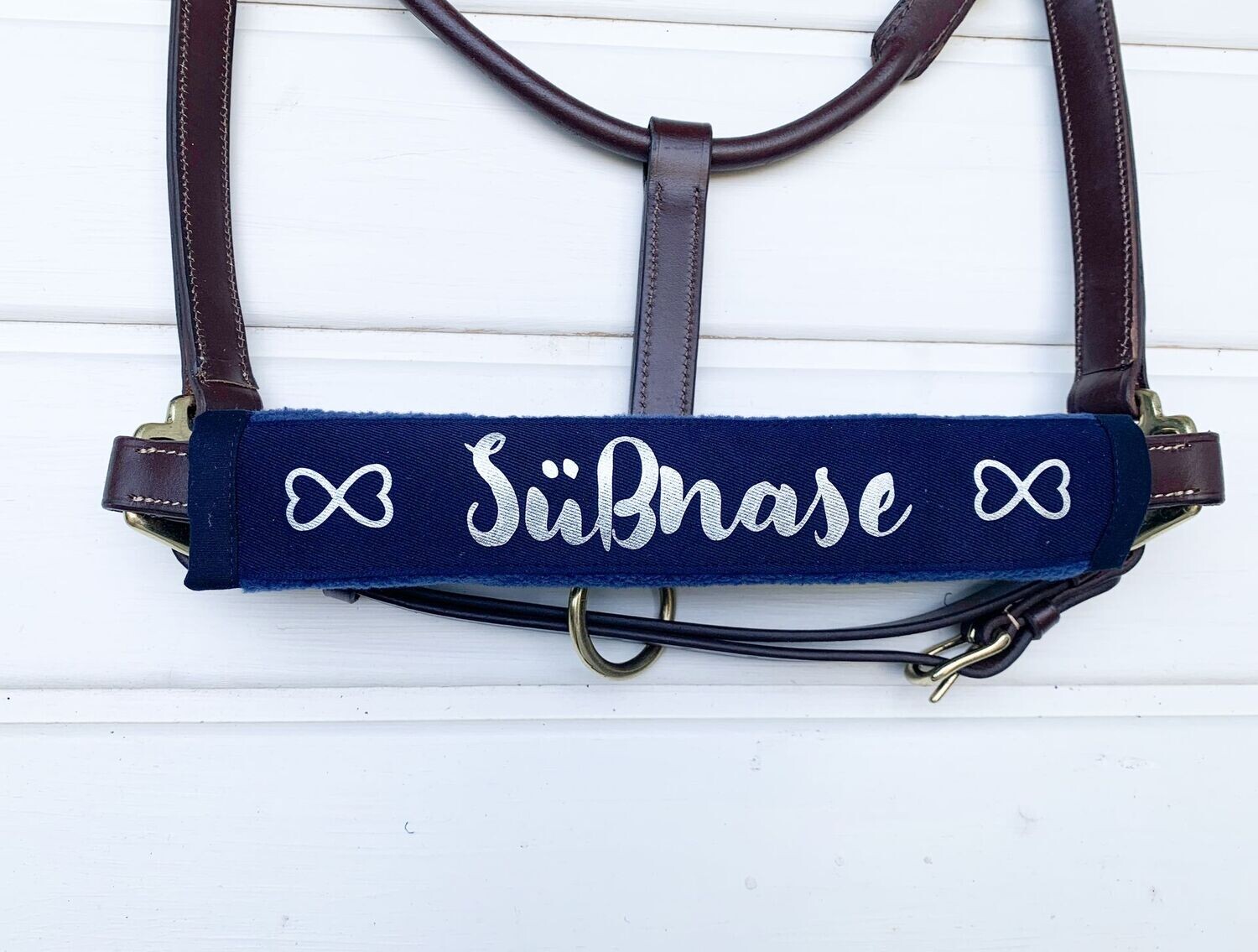 Noseband  CLASSIC  - NAVY/DUNKELBALU -  mit Wunschnamen
