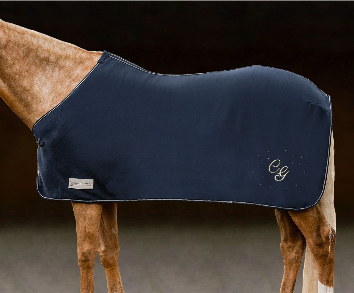 Fleecedecke ECONOMIC  "MONOGRAMM" navy  by WALDHAUSEN