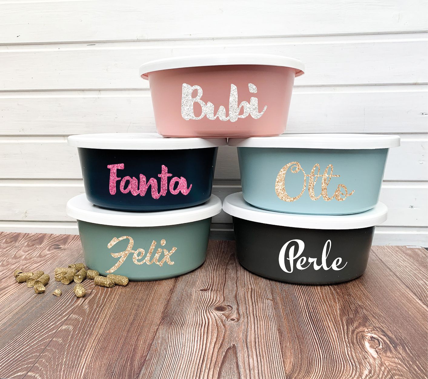 Futterschale mit Deckel, 5L,  Waldhausen, personalisiert, Wunschname, Geschenkidee, Pferd, Pony, Reiter