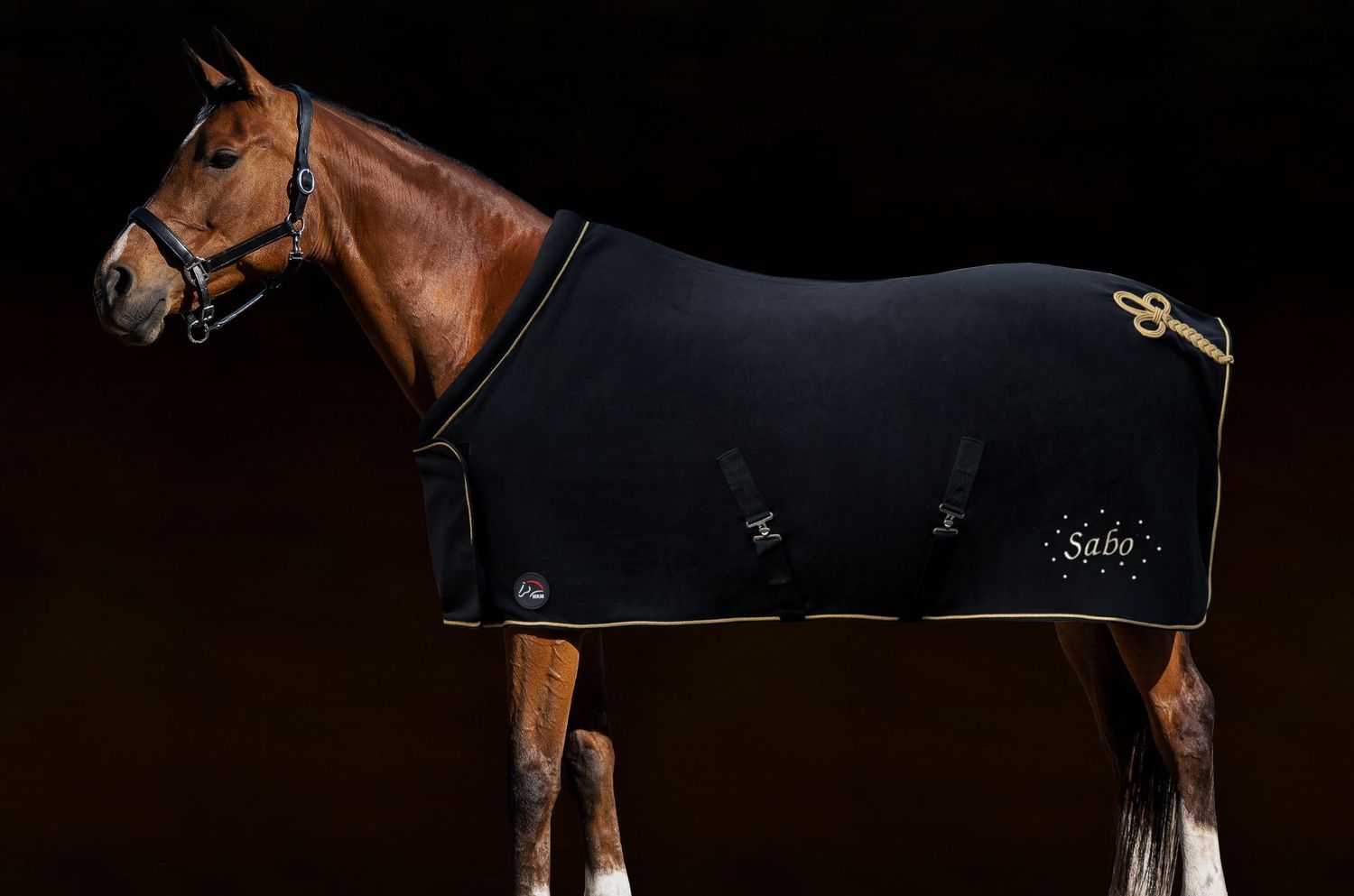 Abschwitzdecke mit Kragen schwarz/gold  by HKM