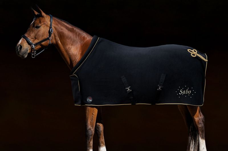 Abschwitzdecke mit Kragen schwarz/gold by HKM Abschwitzdecke mit Kragen schwarz/gold by HKM