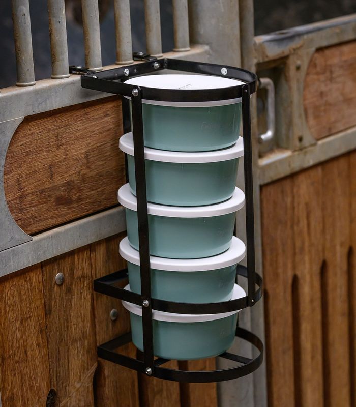 Futterschalenhalterung, Futterschalenhalter, Futterschalenspender, Futterschale, Pferd, Pony, Box, Waldhausen