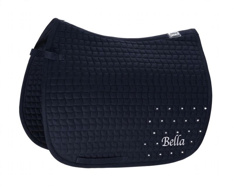 ESKADRON Schabracke, blau, Wunschname, Strass, Pferd, Pony