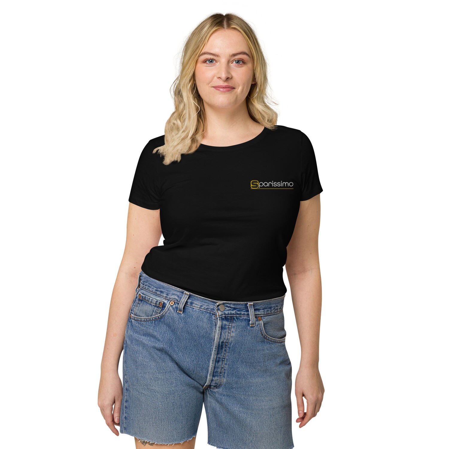 Women’s basic organic t-shirt, Color: Deep black, Size: S