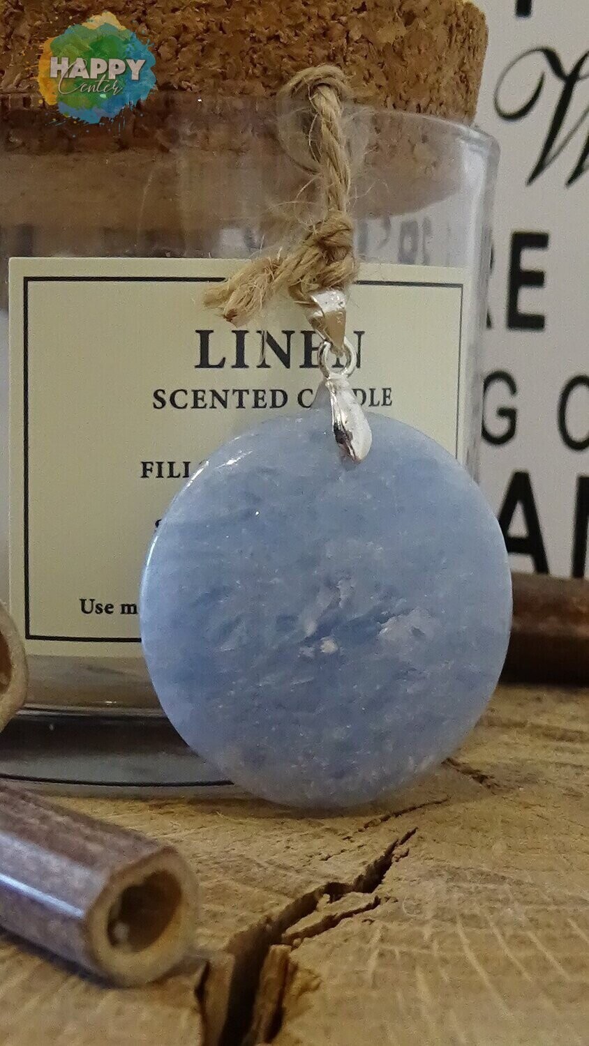 Pendentif Calcite Bleu - Rond