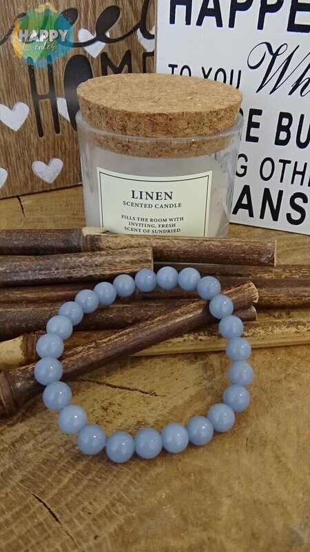 Bracelet  Angélite :
Calme les peurs et l'anxiété