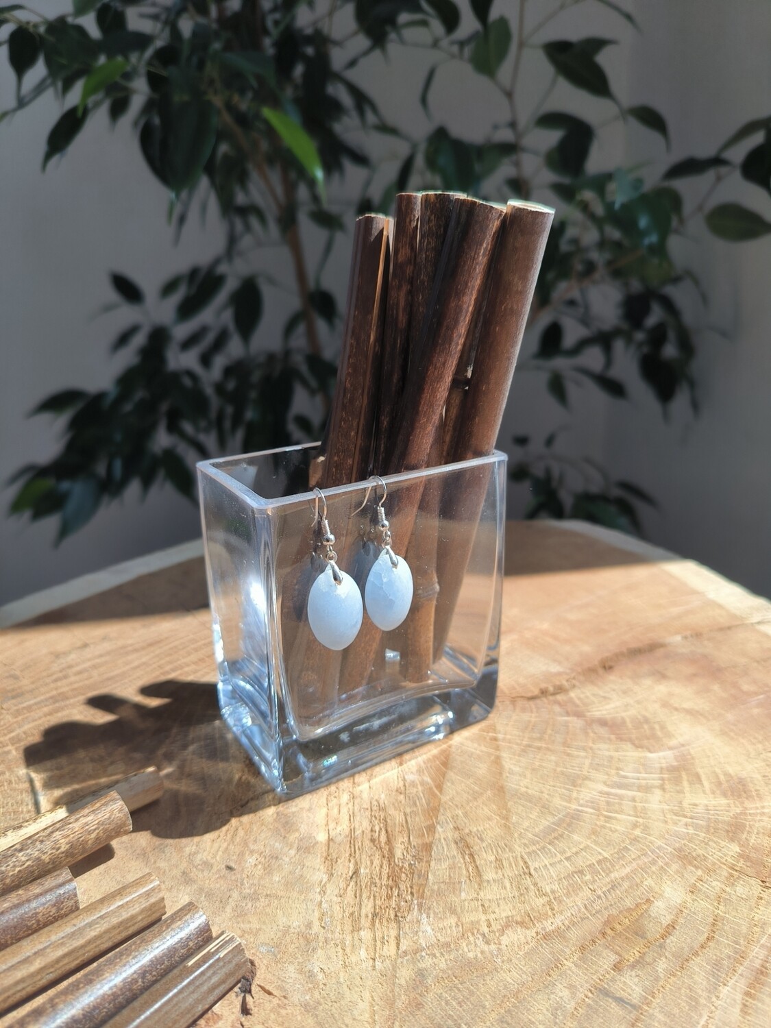 Boucles d'Oreilles Calcite Bleue : Calme peurs, anxiété, stress, Sommeil