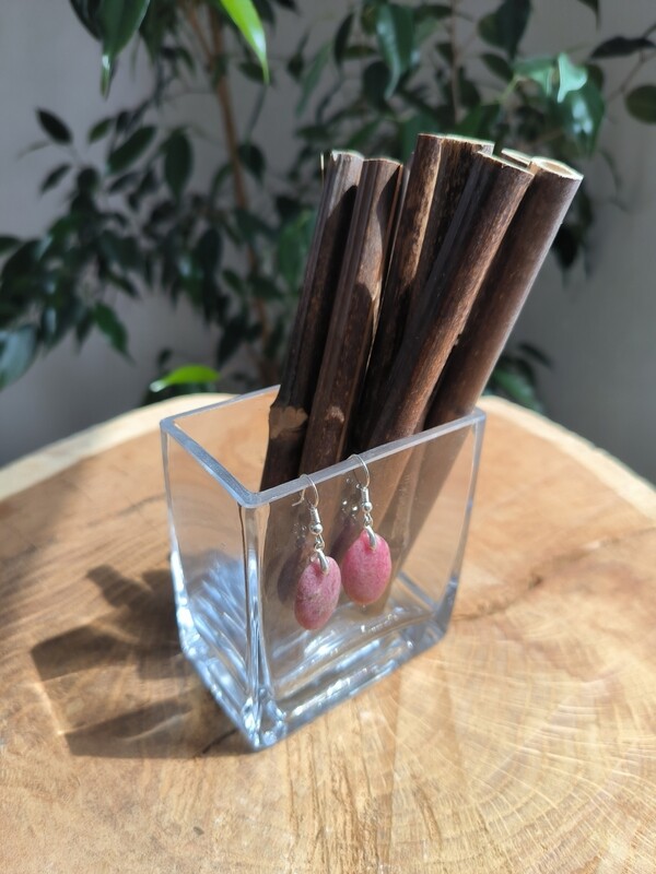 Boucles d'Oreilles Rhodonite : Anti-stress, apaise panique et chocs