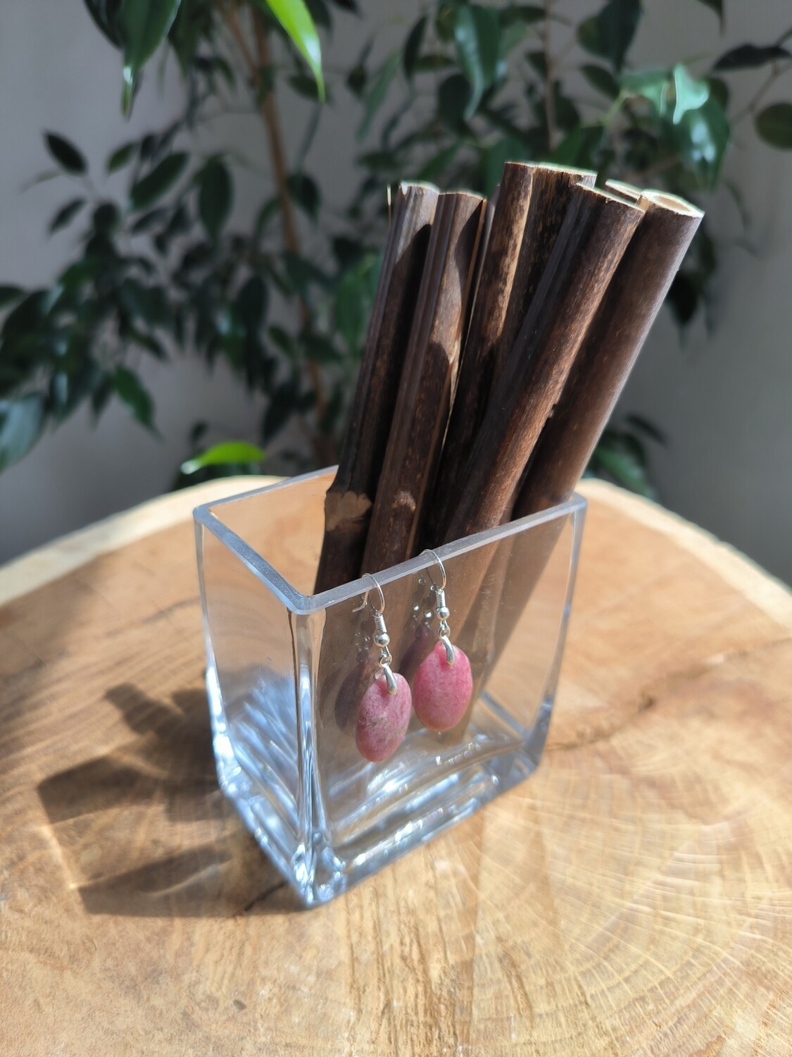 Boucles d'Oreilles Rhodonite : Anti-stress, apaise panique et chocs