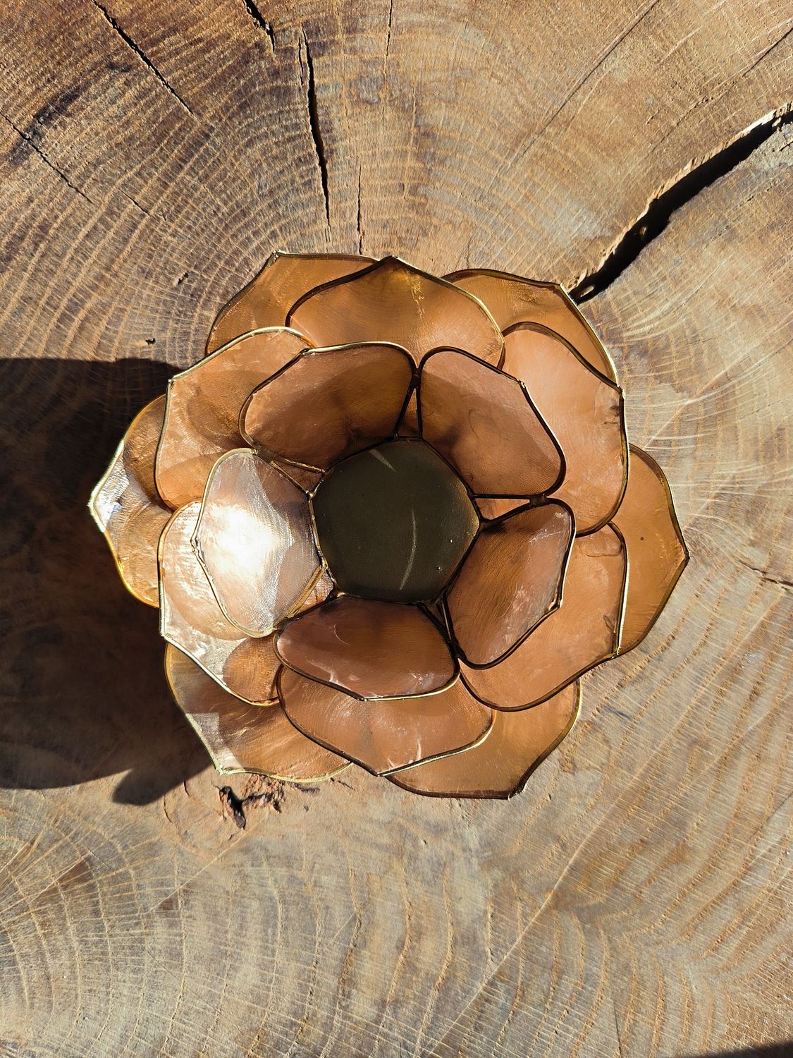 Bougeoir Lotus en Coquillage de Capiz