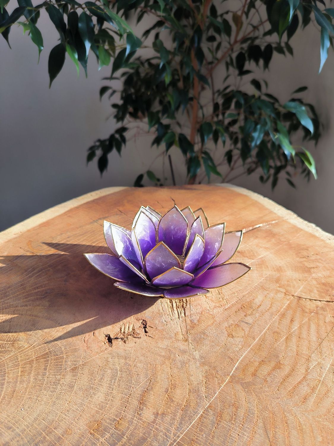Bougeoir Lotus en Coquillage de Capiz