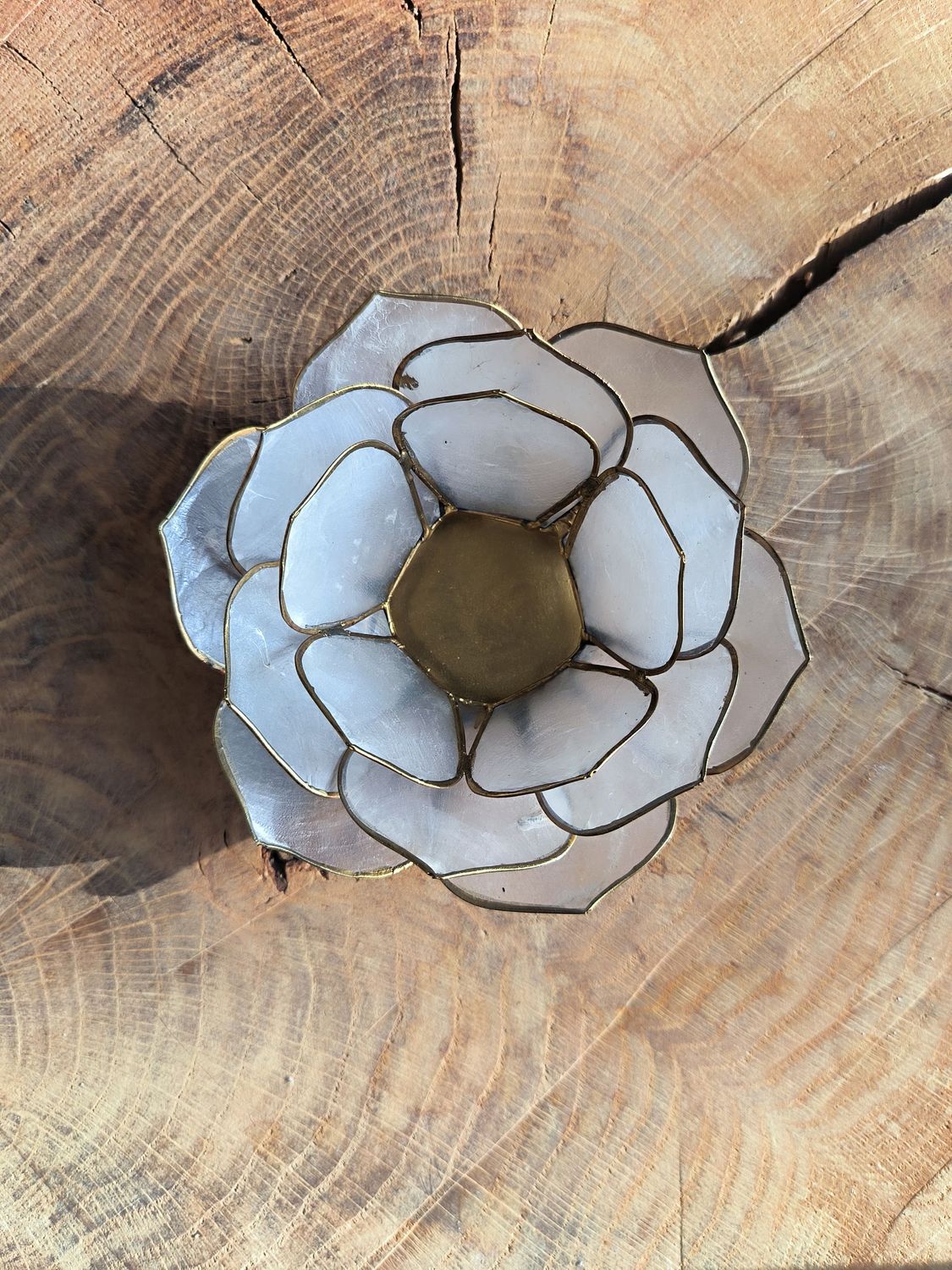 Bougeoir Lotus en Coquillage de Capiz