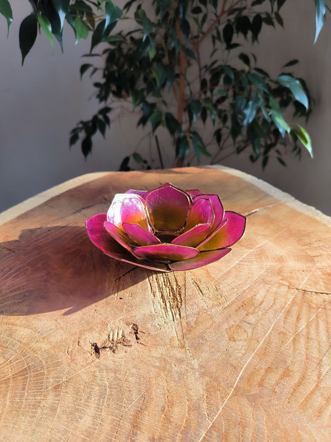 Bougeoir Lotus en Coquillage de Capiz