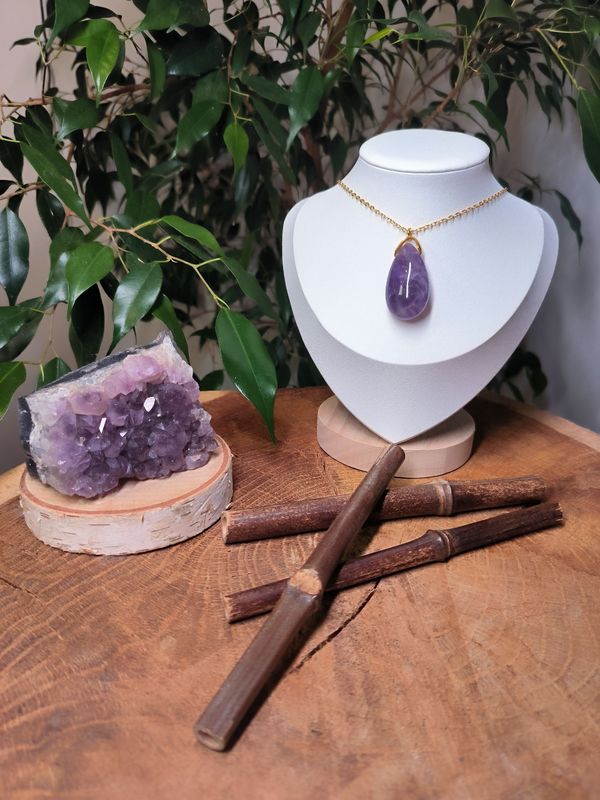 Collier Améthyste  pour se libérer de ses addictions, calmer le mental et le stress