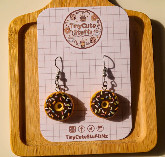 Chocolate Sprinkle Doughnut Earrings