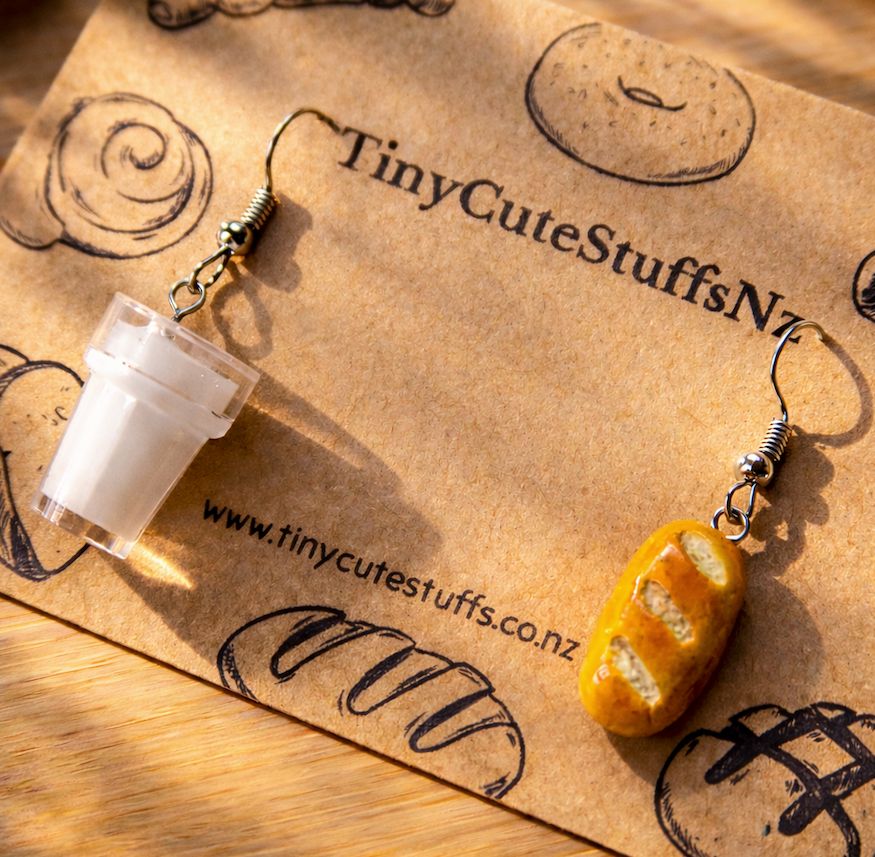 Tiny Bread &amp; Milk Earrings
