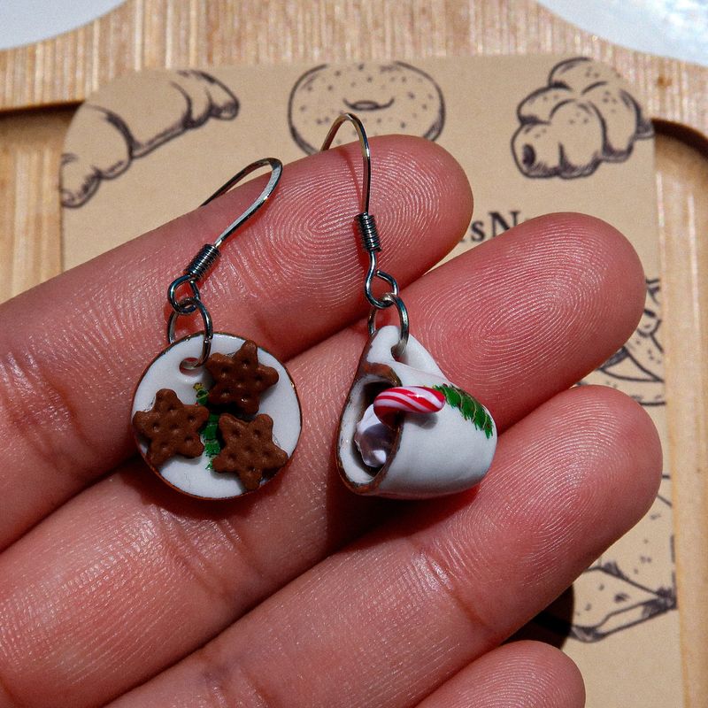 Christmas Hot Chocolate And Biscuits Earrings