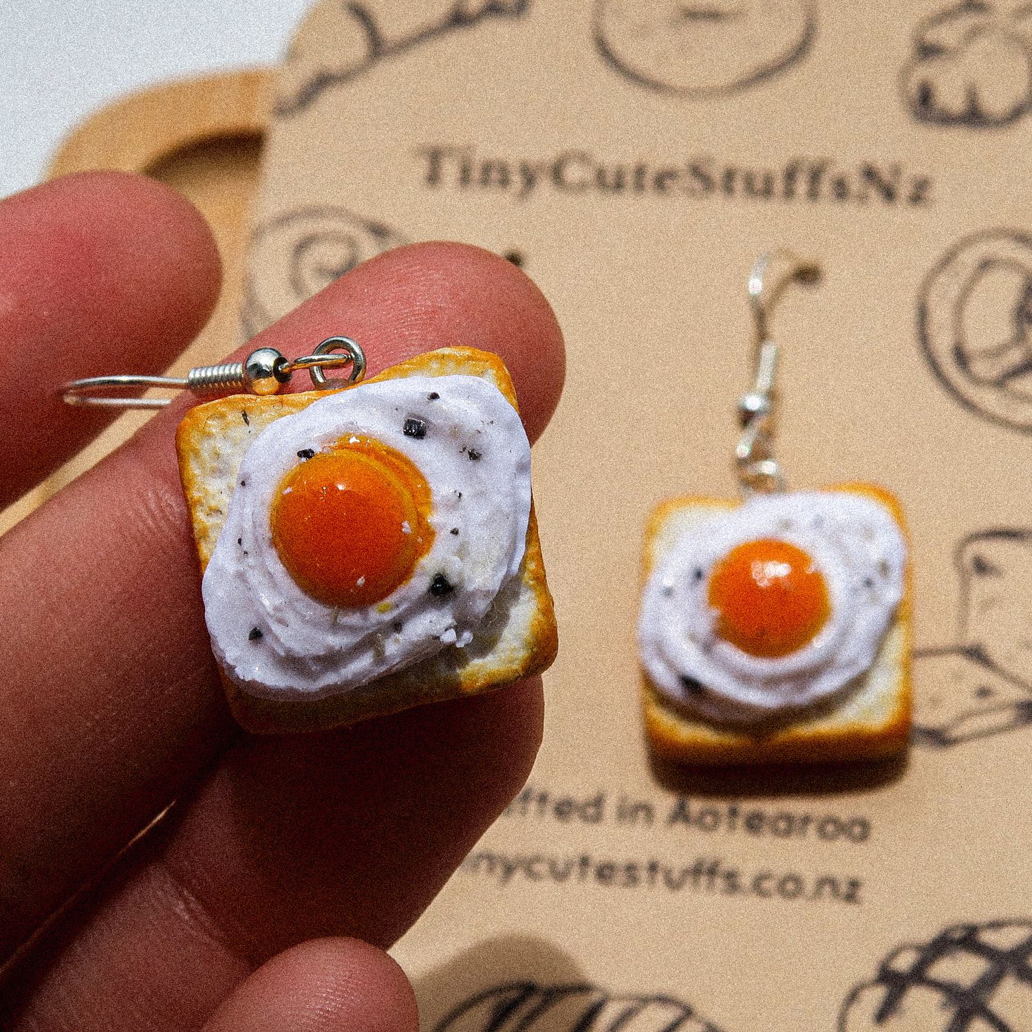 Fried Egg Toast Earrings