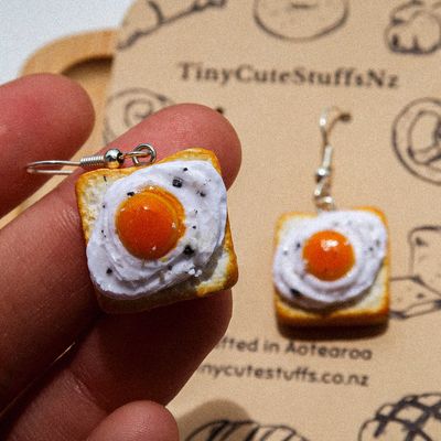 Fried Egg Toast Earrings
