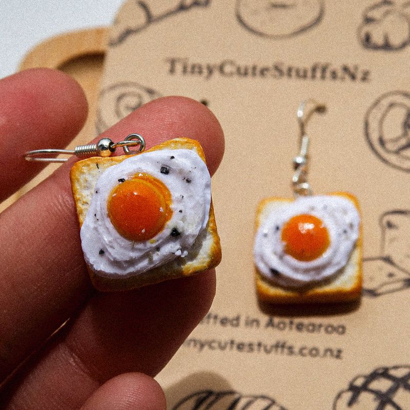Fried Egg Toast Earrings