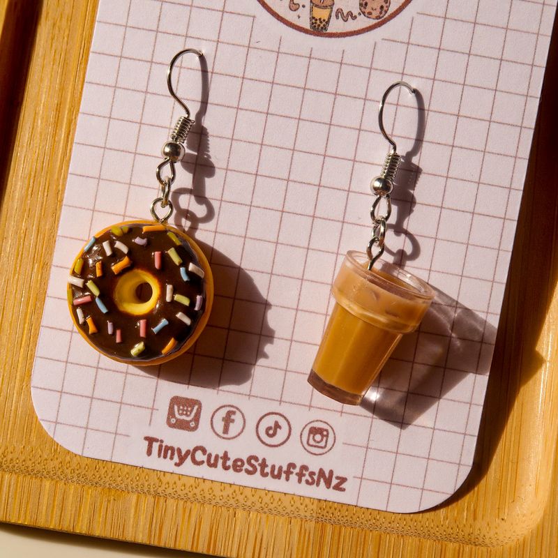 Chocolate Doughnut + Iced Coffee Earrings