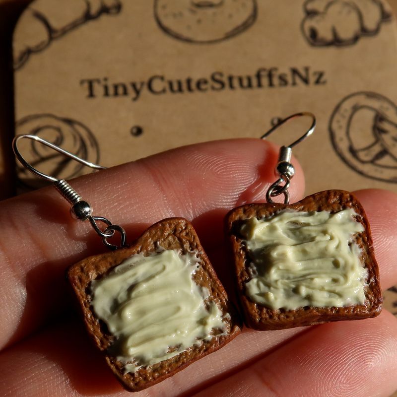 Buttered Toast Earrings (Wheatmeal Bread)