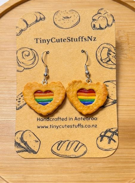 Rainbow Jam Heart Biscuits Earrings