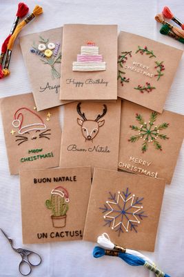 🧵 Corso di Ricamo su Bigliettini di Auguri 🪡  con Federica di Punto Nodino - Sabato 20 dicembre